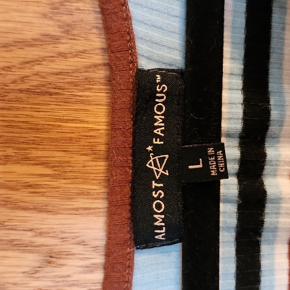 Size large,  Almost Famous short sleeve, striped shirt. - Picture 2 of 6